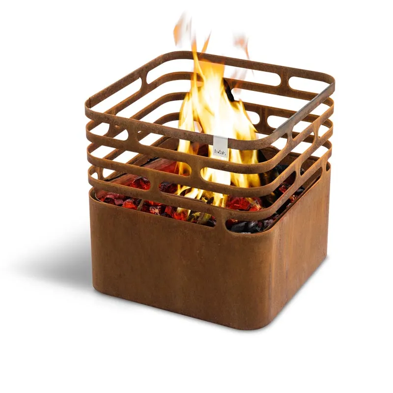 CUBE Feuerkorb rostig