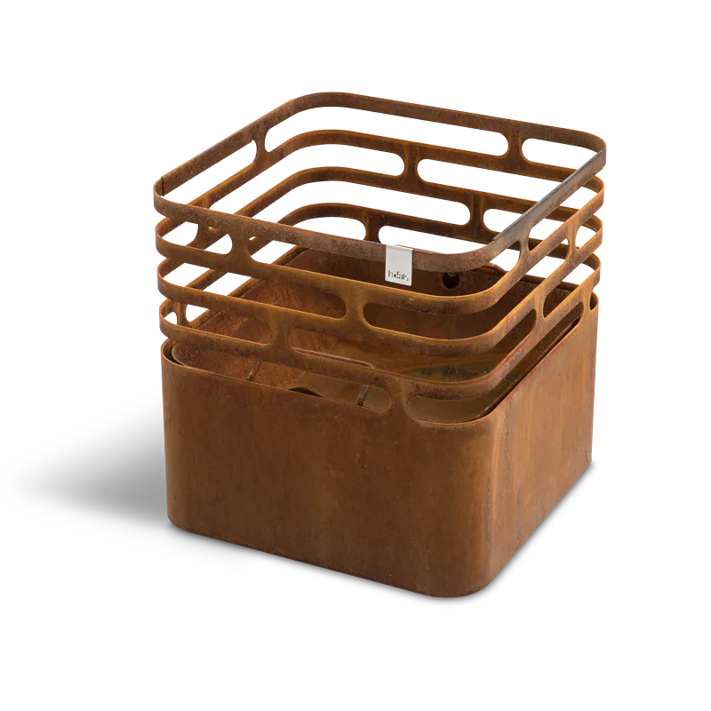 CUBE Feuerkorb rostig