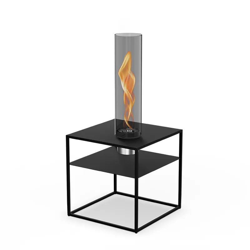 FIRE FRAME Lounge-Tisch mit SPIN air 1200 Einbau all black