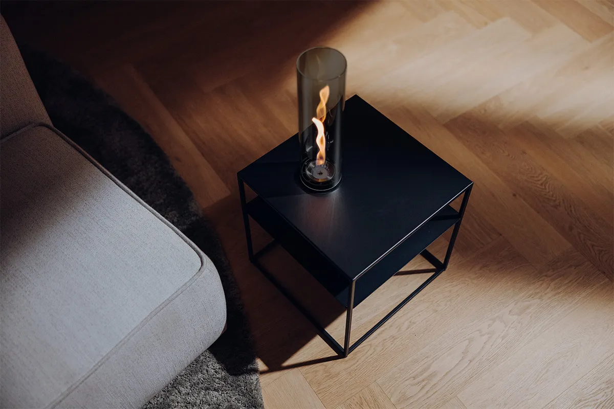 FIRE FRAME Lounge-Tisch mit SPIN air 900 Einbau all black