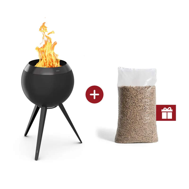 MOON 45 all black Feuerkorb mit hohem Fuß