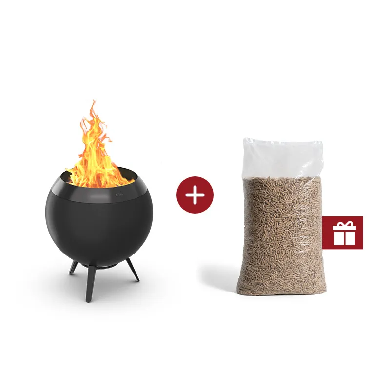 MOON 45 all black Feuerkorb mit niedrigem Fuß