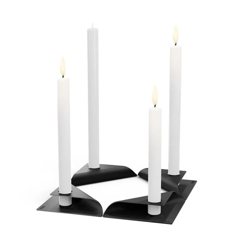 SQUARE CANDLE Kerzenhalter-Set schwarz