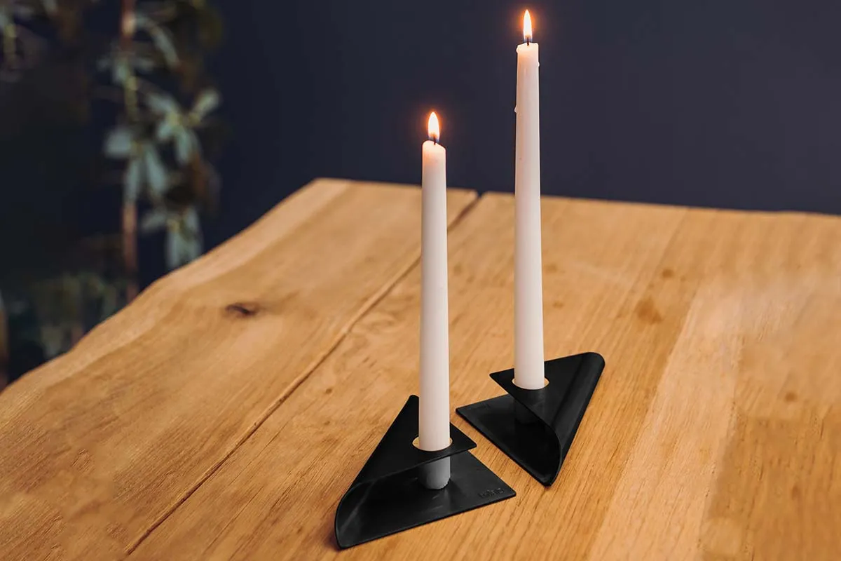 SQUARE CANDLE Kerzenhalter-Set schwarz