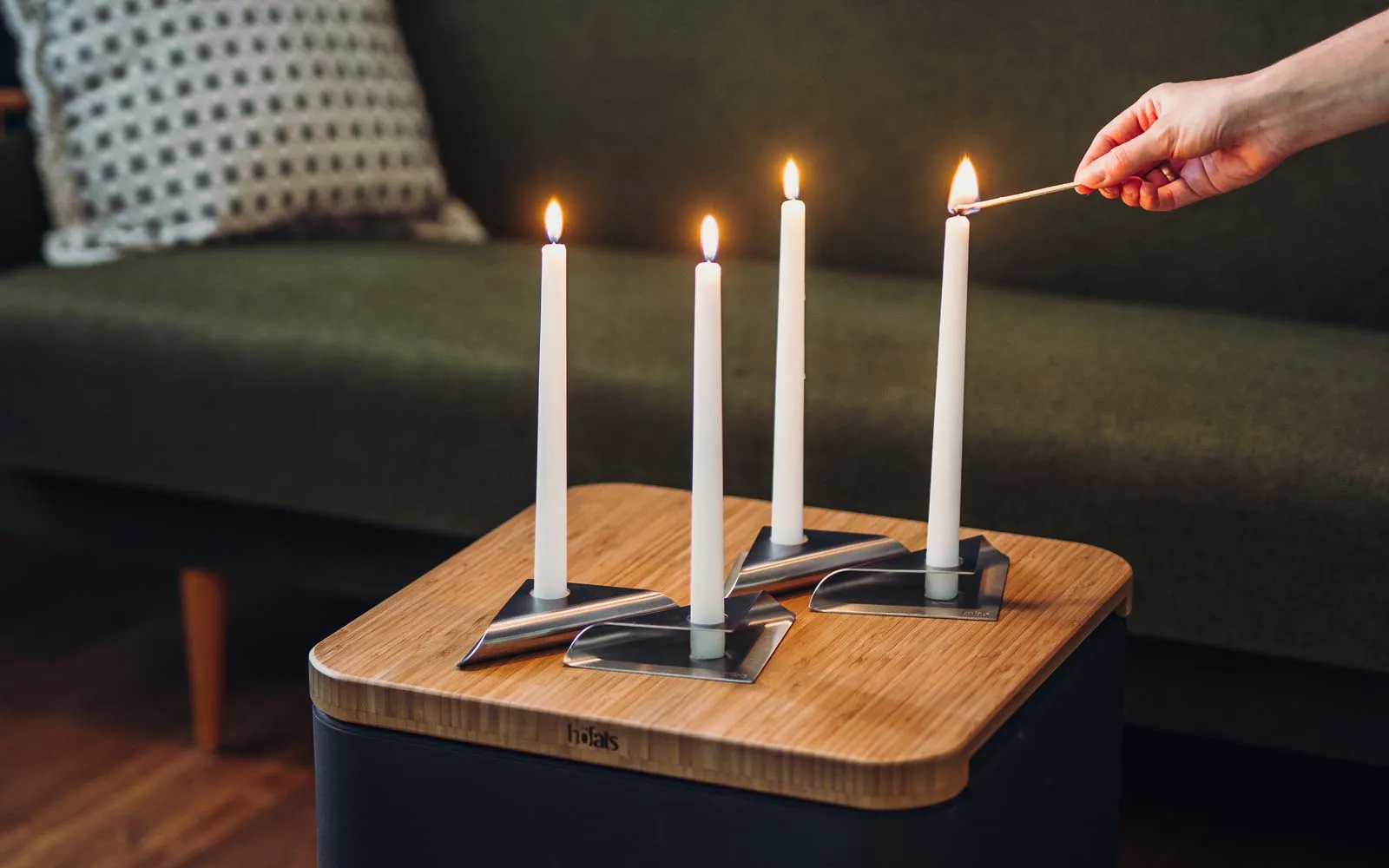 SQUARE CANDLE Kerzenhalter-Set silber
