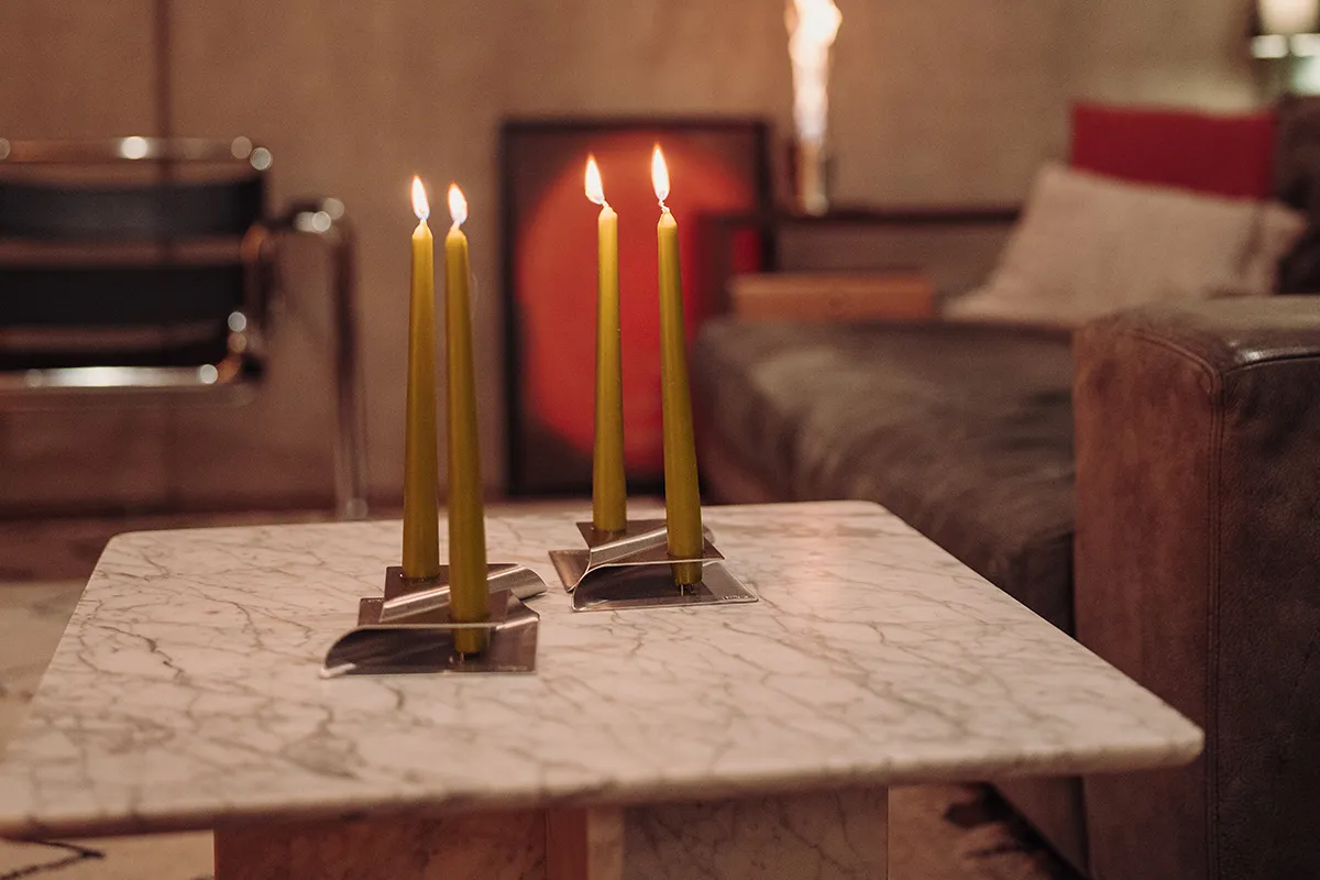 SQUARE CANDLE Kerzenhalter-Set silber