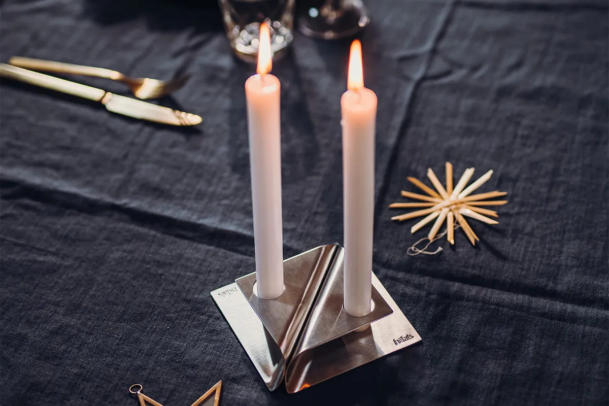 SQUARE CANDLE Kerzenhalter-Set silber